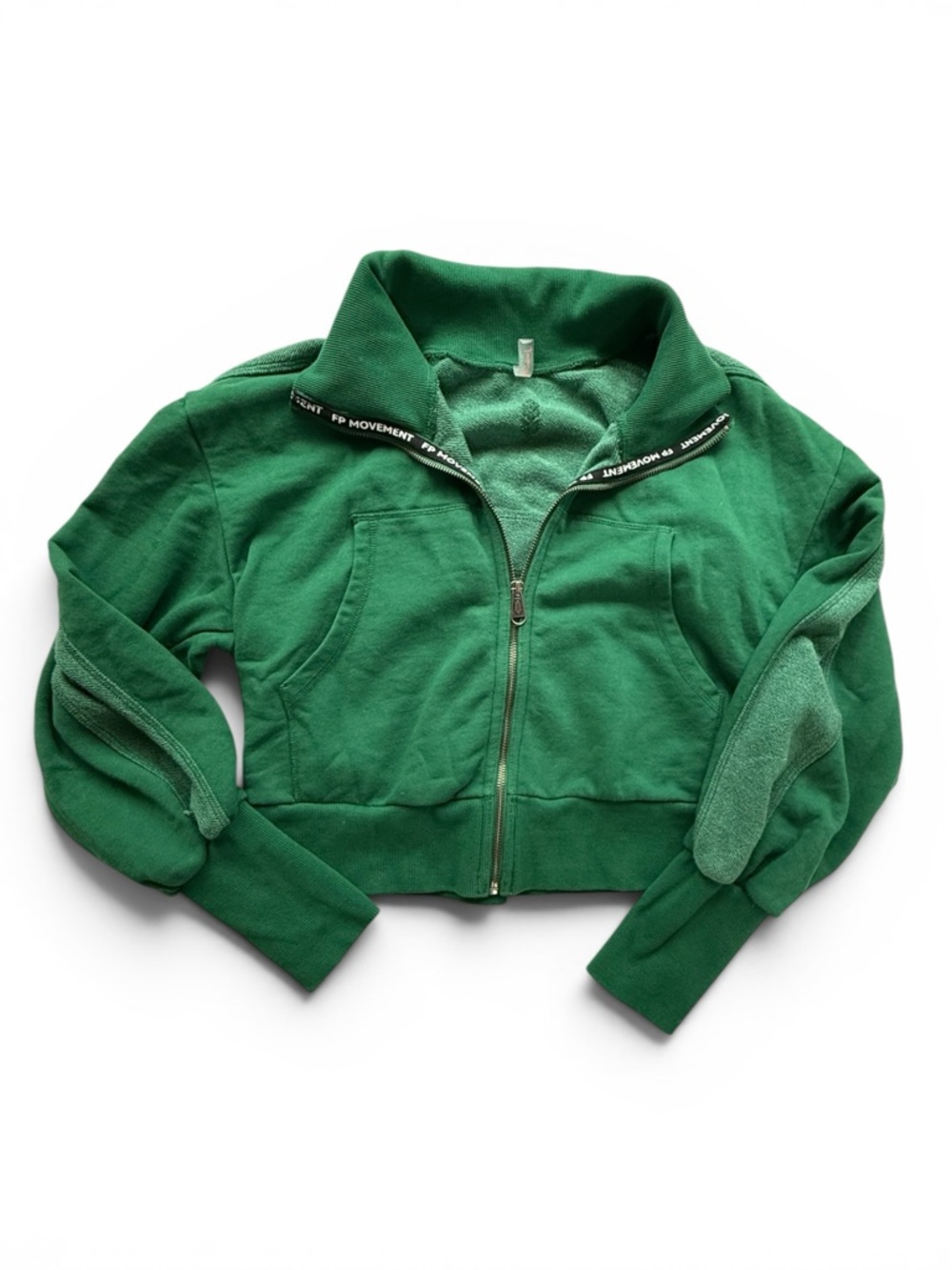 Free people movement green sweatshirt crop with stripe on back XS